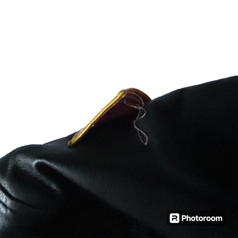 Bernardo Collection black leather bomber jacket medium zip Halloween coat - Picture 9 of 10